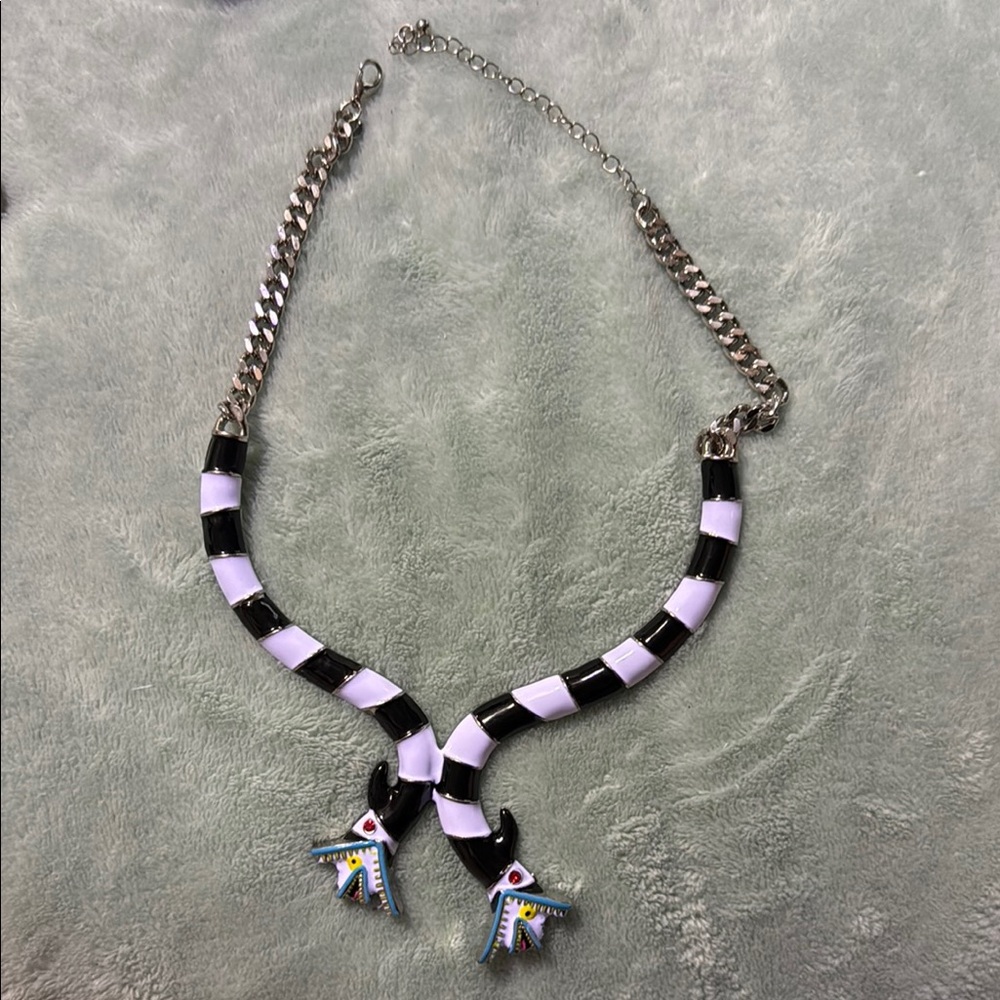 Black and Purple beetle juice  Necklace